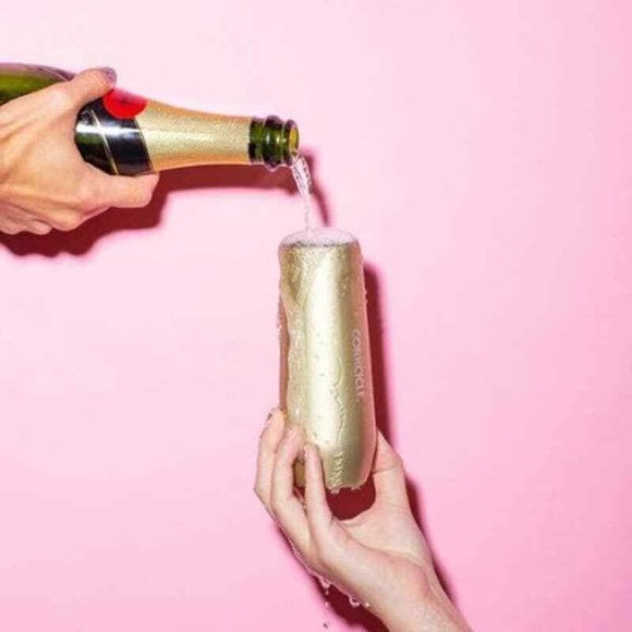 Corkcicle Wine Flutes - One Pair of Rose Metalic Stemless Stainless Steel 7 oz - Picture 3 of 4